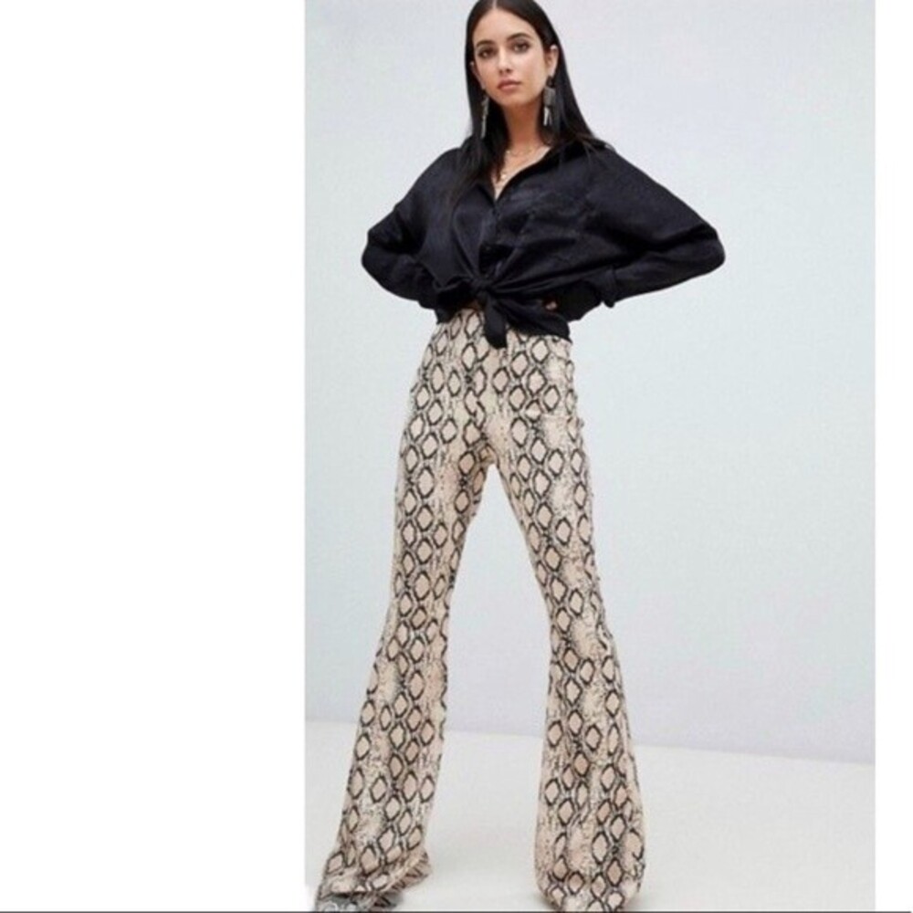 ASOS Missguided Flare Pants in Snake Skin Print 0